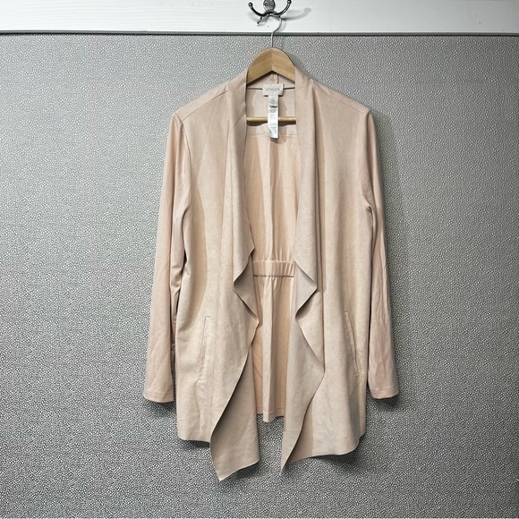 Chico's Jackets & Blazers - 2 (12/L) Chico’s Drape Front Faux Suede & Knit Jacket NWOT